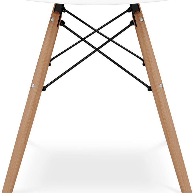 HomeRoots White And Natural Heavy Duty Plastic And Wood Dining Side Chair image number 4