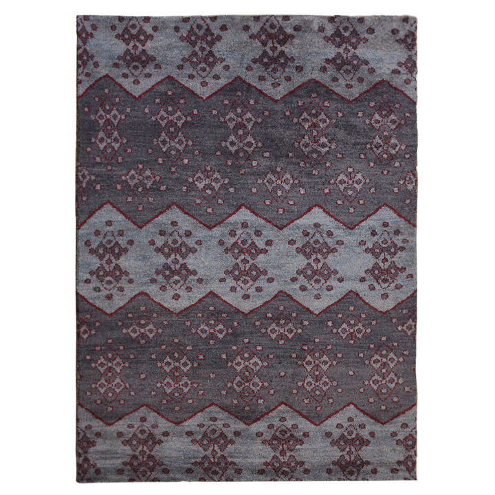 Rugsotic Carpets Hand Knotted Silk 5'x8' Area Rug Contemporary Multicolor NS0624