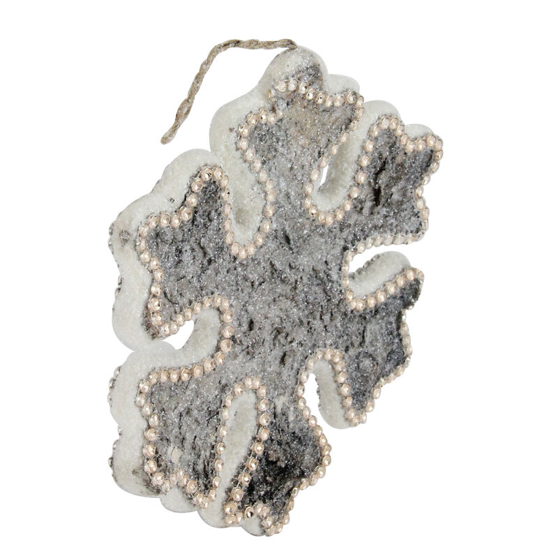 8" White and Brown Rustic Embellished Christmas Snowflake Ornament image number 1