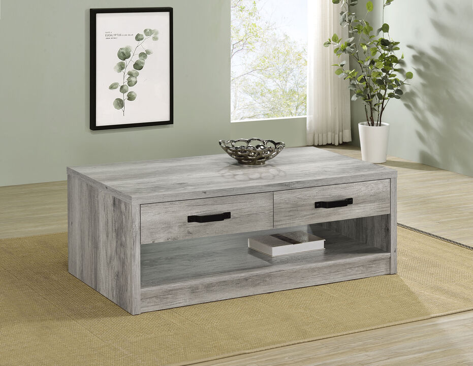 Coaster Felix 2-drawer Engineered Wood Coffee Table Grey Driftwood