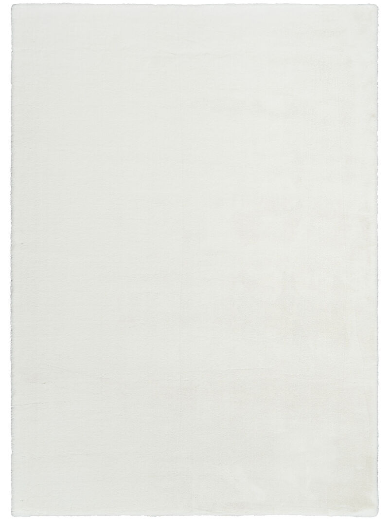 Soft Plush Rabbit Fur SFF01 White 5' x 7' Rug