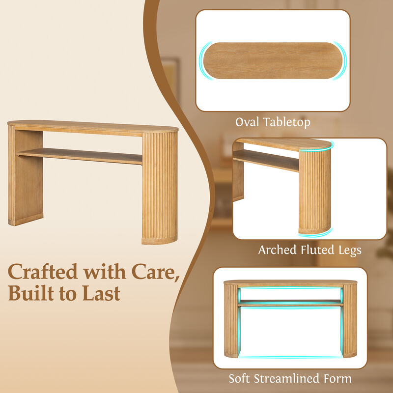 Farmhouse Oval Ash Veneer Console Table image number 7