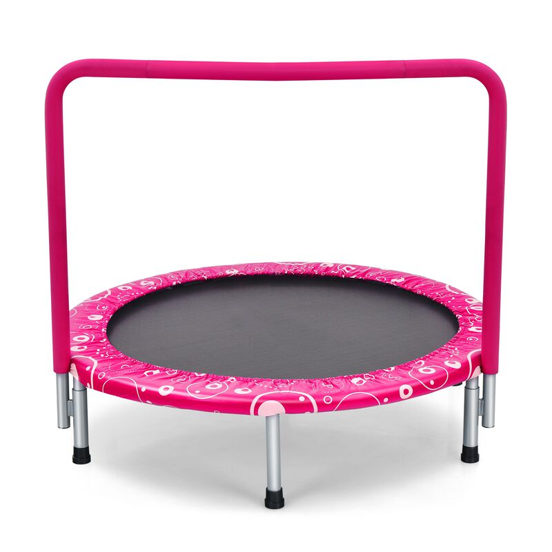Kids Rebounder Trampoline with Covered Safety Handrail for Exercise and Play image number 0