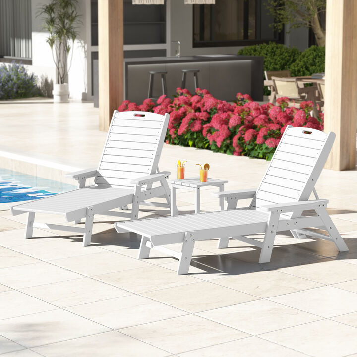 WestinTrends Poly Reclining Chaise Lounge Set With Table