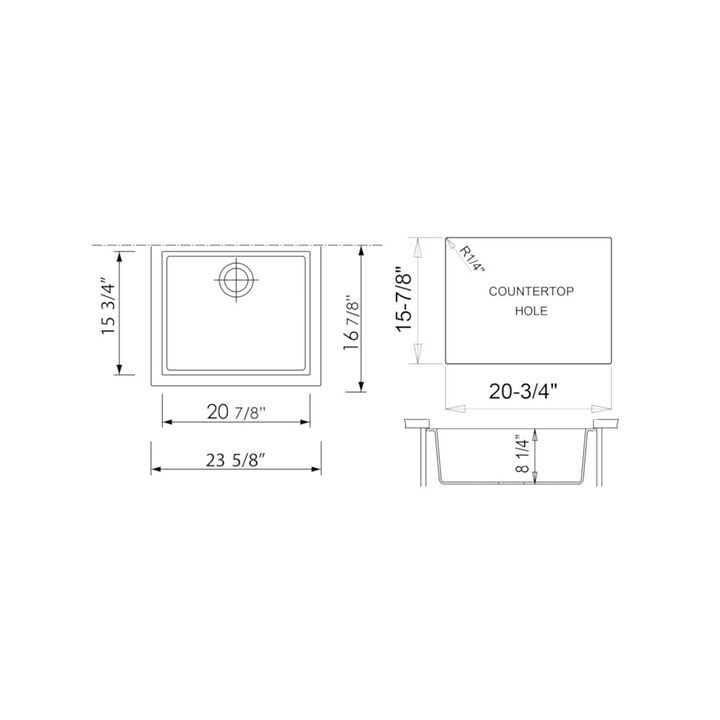 ALFI brand White 24 Undermount Single Bowl Granite Composite Kitchen Sink