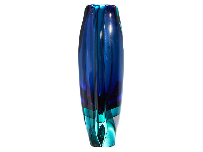 Hand Blown Sommerso Oval Art Glass Vase