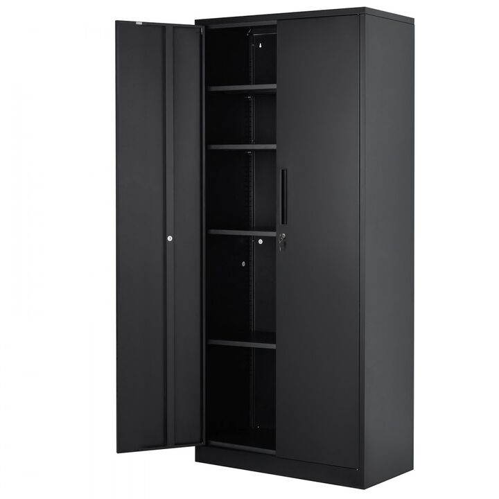 Steel Locking Storage Cabinet with 2 Magnetic Doors and 4 Adjustable Shelves