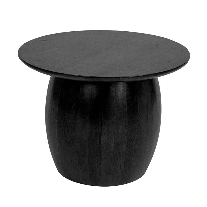Rowena Interiors Modern Mango Wood Round Side Table, Black