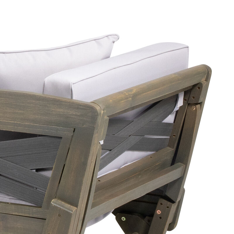 Merax Acacia Wood Patio Convertible Couch Sofa Bed