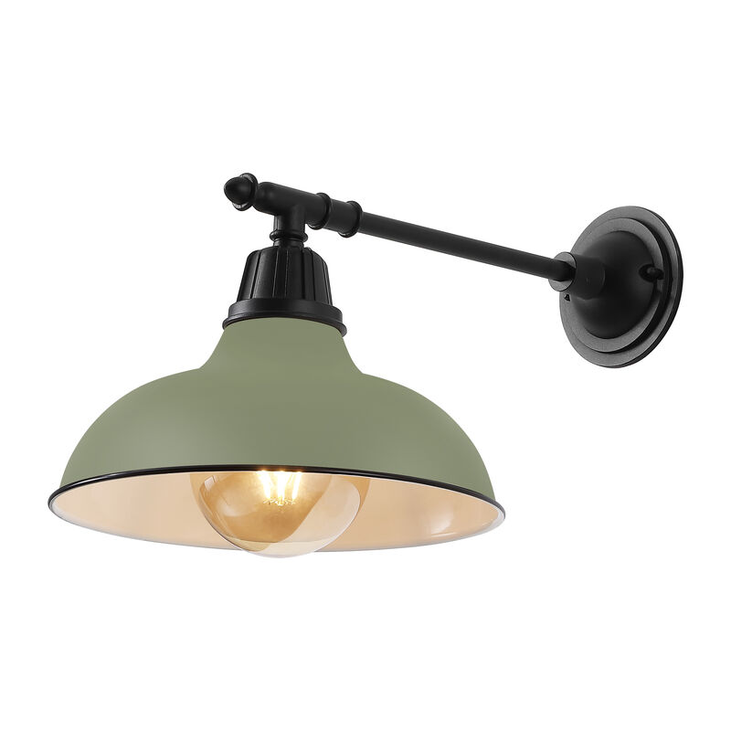 Wallace Farmhouse Industrial Indoor/Outdoor Iron LED Victorian Arm Outdoor Sconce