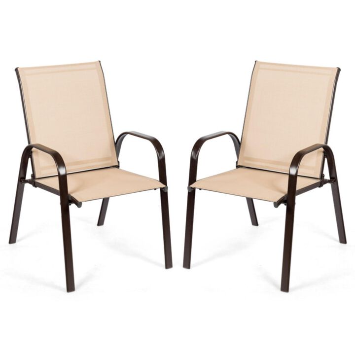 Hivvago 2 Pieces Patio Outdoor Dining Chair with Armrest