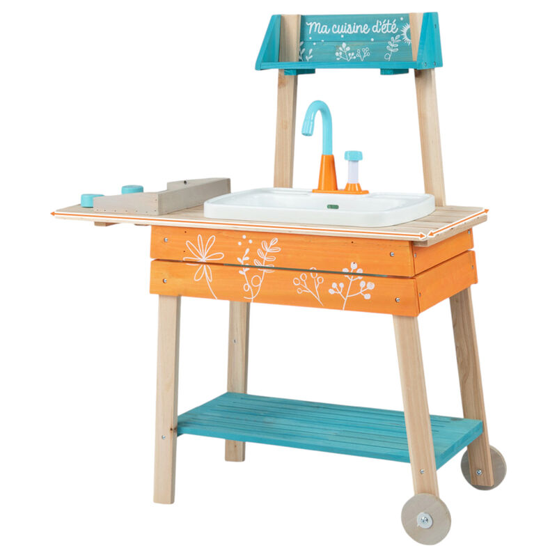 Wooden Toy Kitchen Playset for Kids with Removable Sink for Patio and Backyard-Multi-Color image number 0