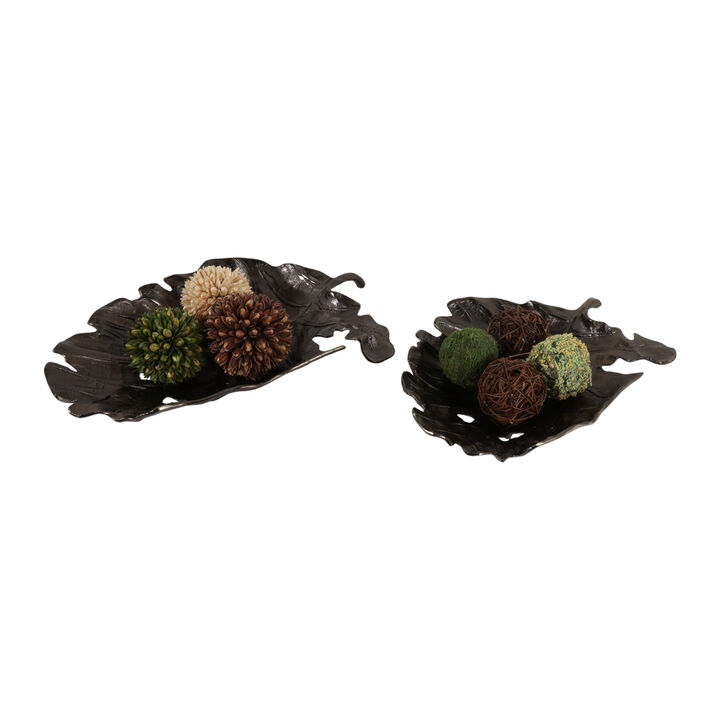 S/2 18/21" Leaf Bowls