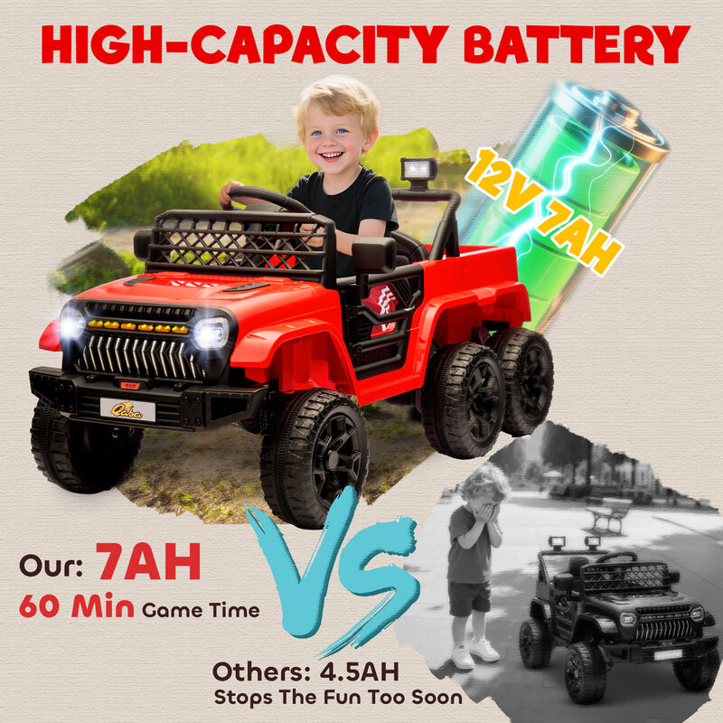 BreeBe 12V 4x4 Kids Electric Car w/ 2WD/4WD Switchable, Remote Control, Spring Suspension System, Back Trailer image number 6