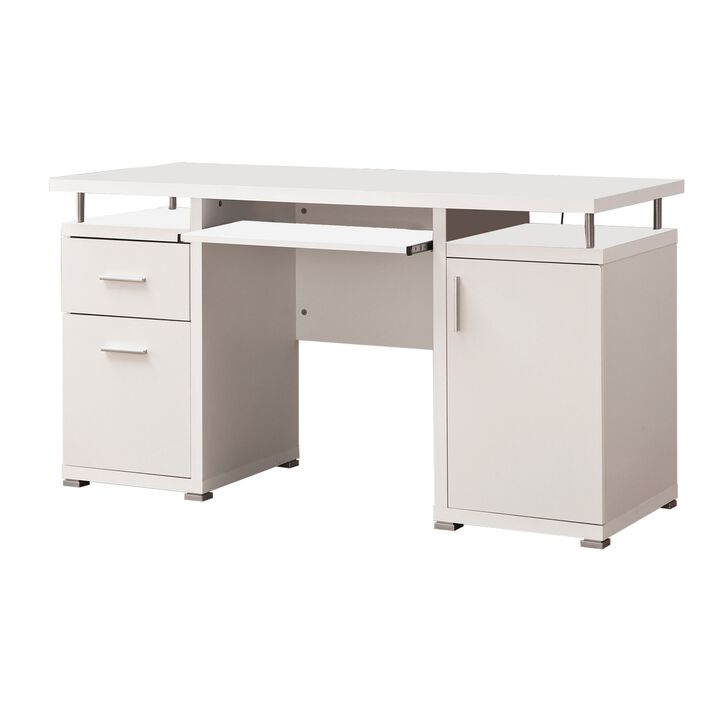 Elegant white Computer desk with efficient Storage-Benzara