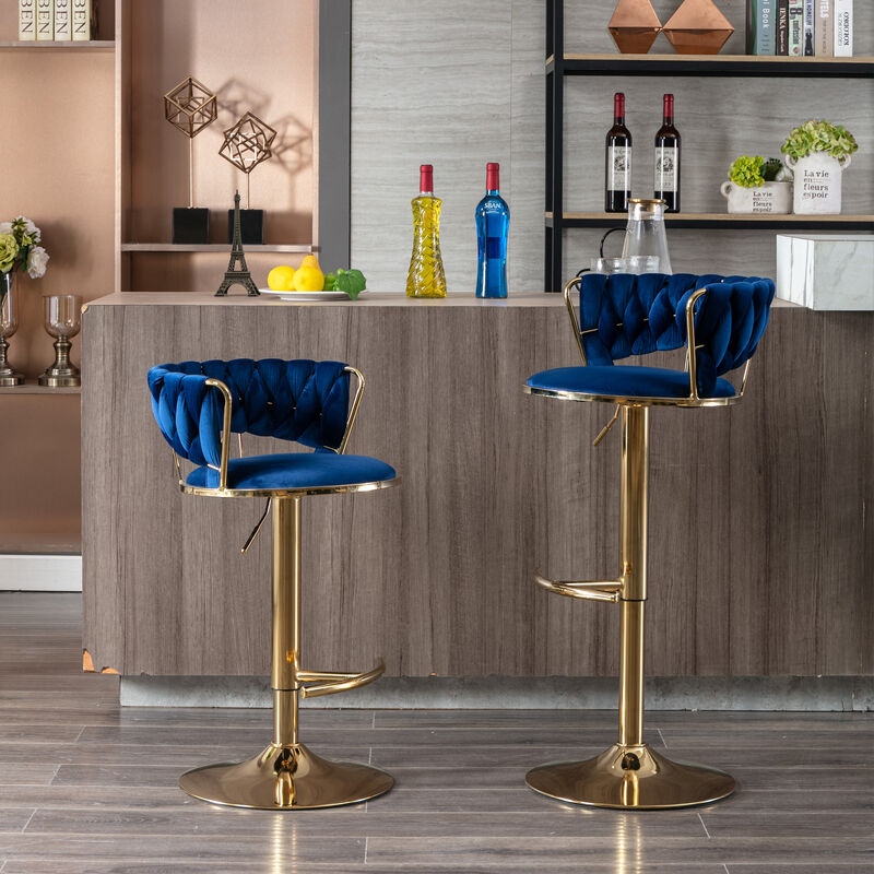 Streamdale Adjustable Height Bar Stools with Chrome Accents (Set of 2)