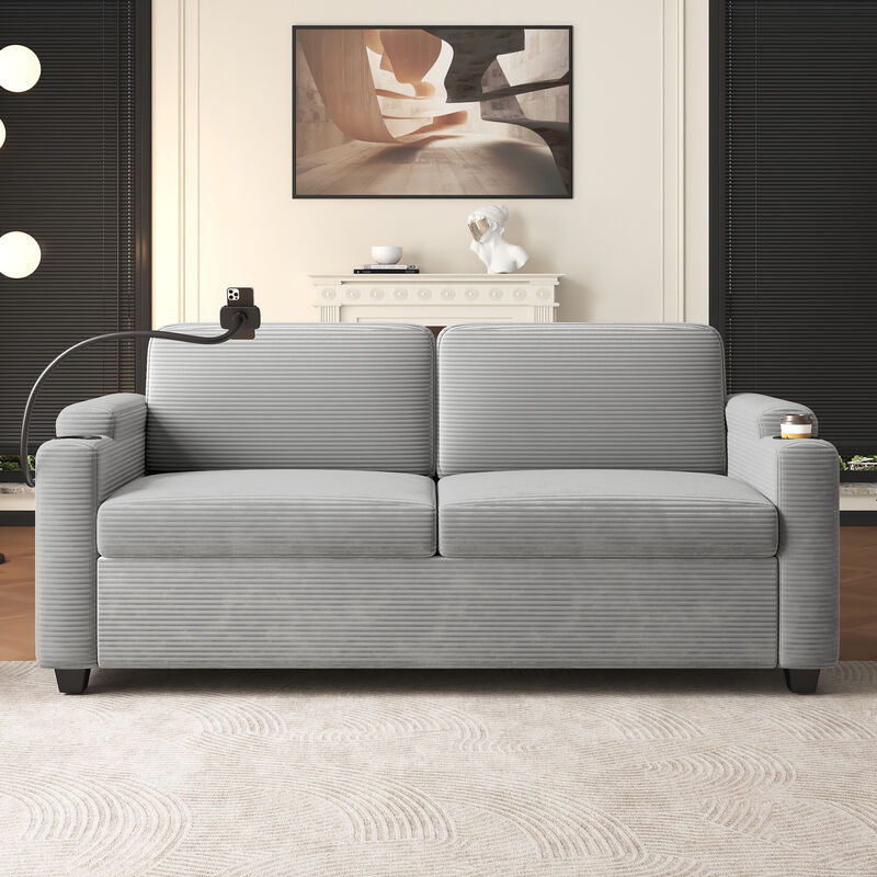 Merax  Corduroy Sleeper Sofa Loveseat Sofa with Mattress