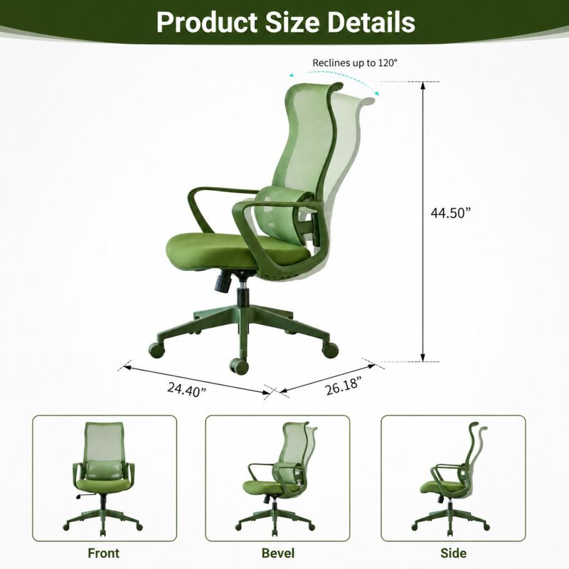 GOODSILO Ergonomic High Back Breathable Mesh Office Chair 350LBS Capacity with Adjustable Lumbar Support Integrated Molded Foam Fireproof Seat Cushion for Home Office image number 1