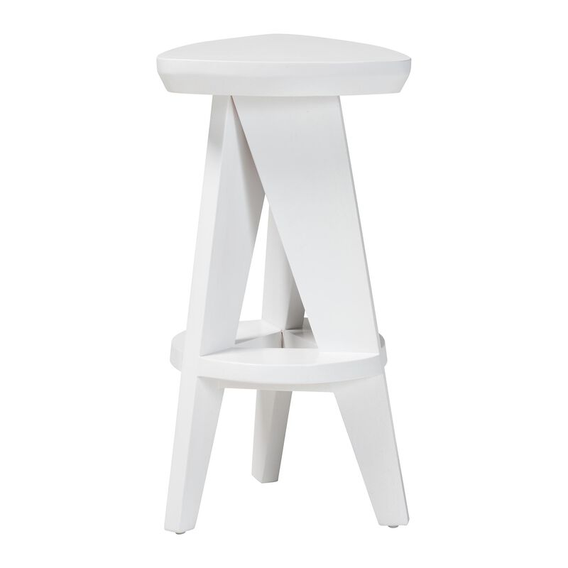 bali & pari Roy Wood Counter Stool - Sculptural Backless Accent Stool with Geometric Base and Integrated Footrest image number 1
