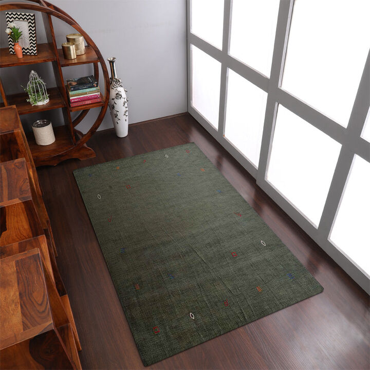 RUGSOTIC CARPETS HAND KNOTTED LOOM WOOL ECO-FRIENDLY AREA RUGS  - Rectangle, Contemporary Modern Design, High Pile Thick Handmade Anti Skid Rugs for Living Room (L00103)