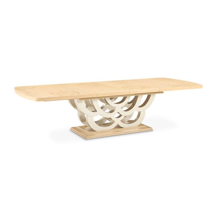 Michael Amini Camellia Field Rectangular Pedestal Dining Table - Caramel