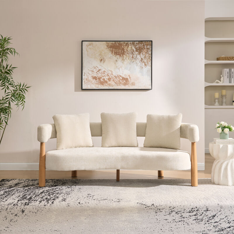 Christopher Knight Home Ulrich 76.50" Curved 3 Seater Fabric Modern Upholstered Sofa