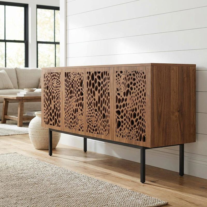 Wooden Brown TV Stand with Ample Storage Space and Modern Design image number 3