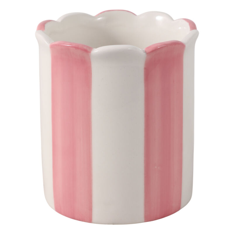 4" Striped Pencil Cup, Pink/ivory image number 3