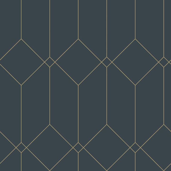 Trilliant Dark Blue Art Deco Motif Wallpaper