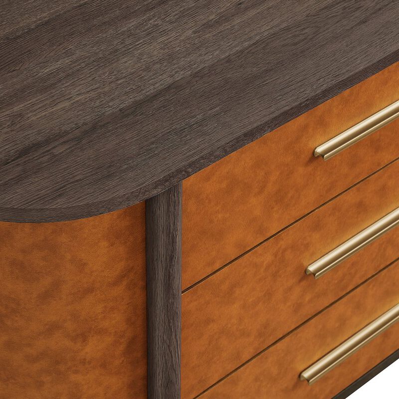 Coralie Curved 6-Drawer Vegan Leather Oval Dresser image number 7