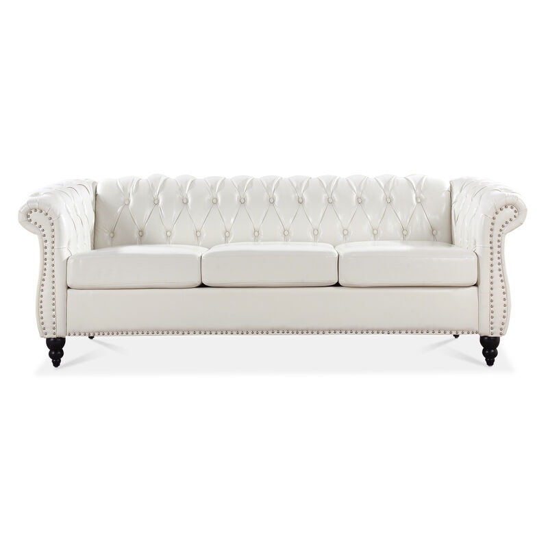 Rolled Arm Chesterfield 3 Seater Sofa image number 2