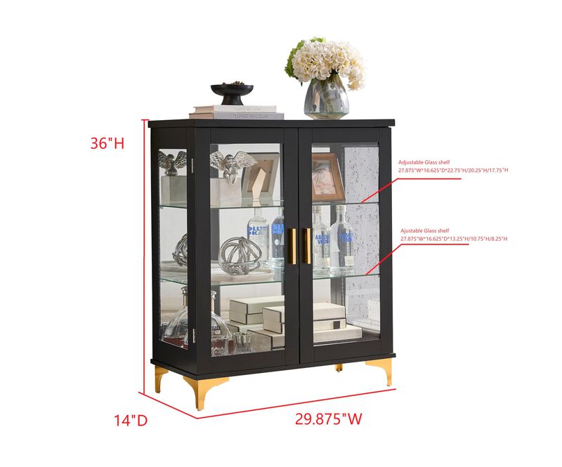 Kings Brand Furniture Cataleya 3-Tier Curio Display Cabinet Organizer with Storage Shelves for Figures & Collection Exhibit for Living Room, Bedroom image number 3