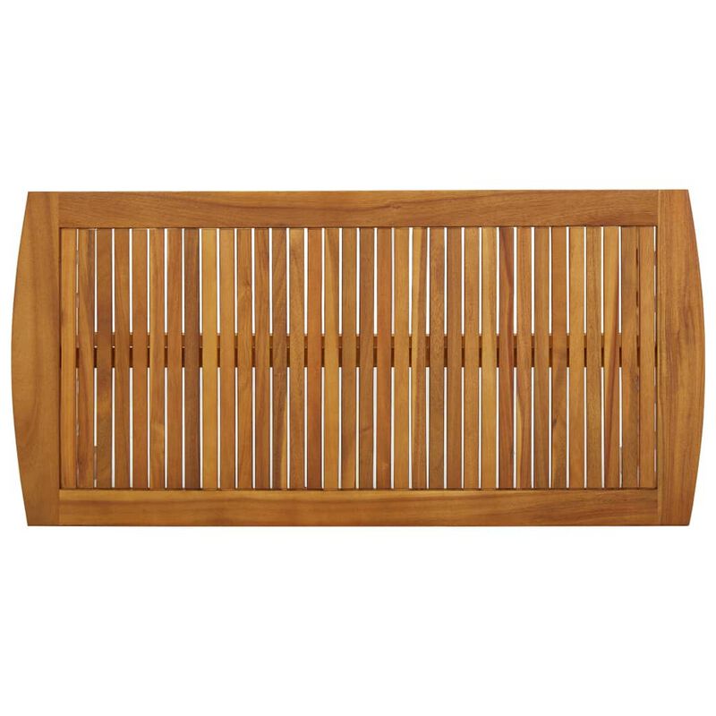 Mia Coffee Table, Brown Acacia Wood, Slatted Rectangular 40 Inch