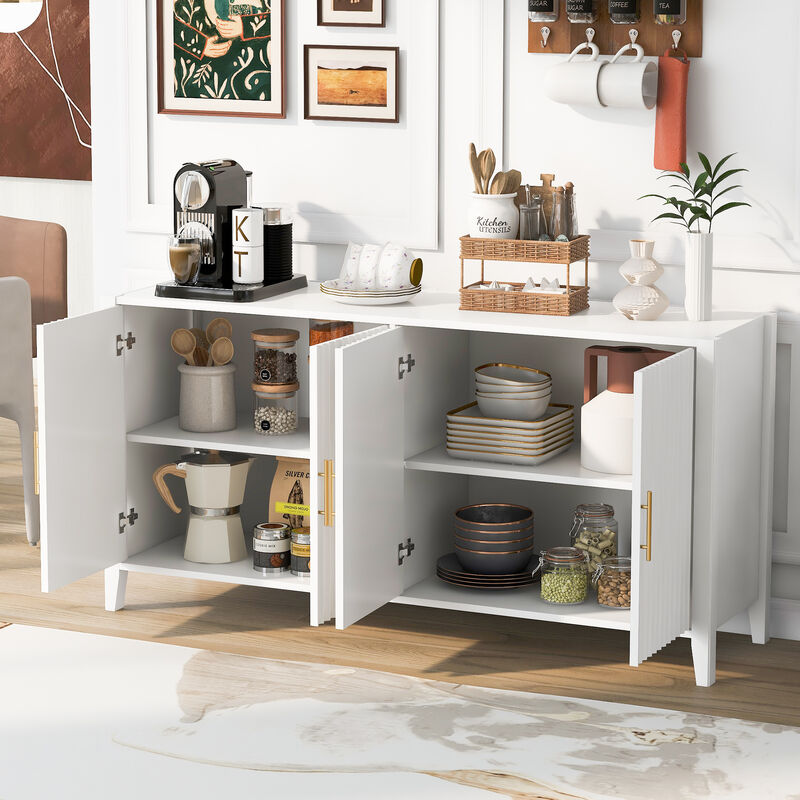 Fambep Modern Wavy-Slatted Storage Sideboard image number 2
