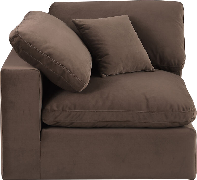 Meridian Furniture Comfy Brown Velvet Modular Corner Chair