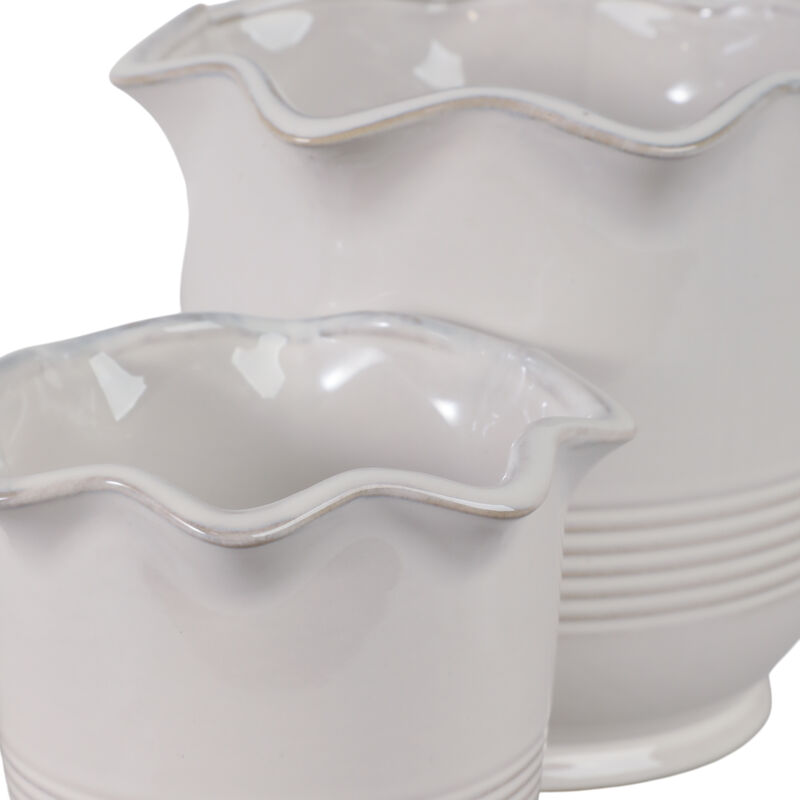 S/2 6/8" Fluted Planters, Ivory image number 5
