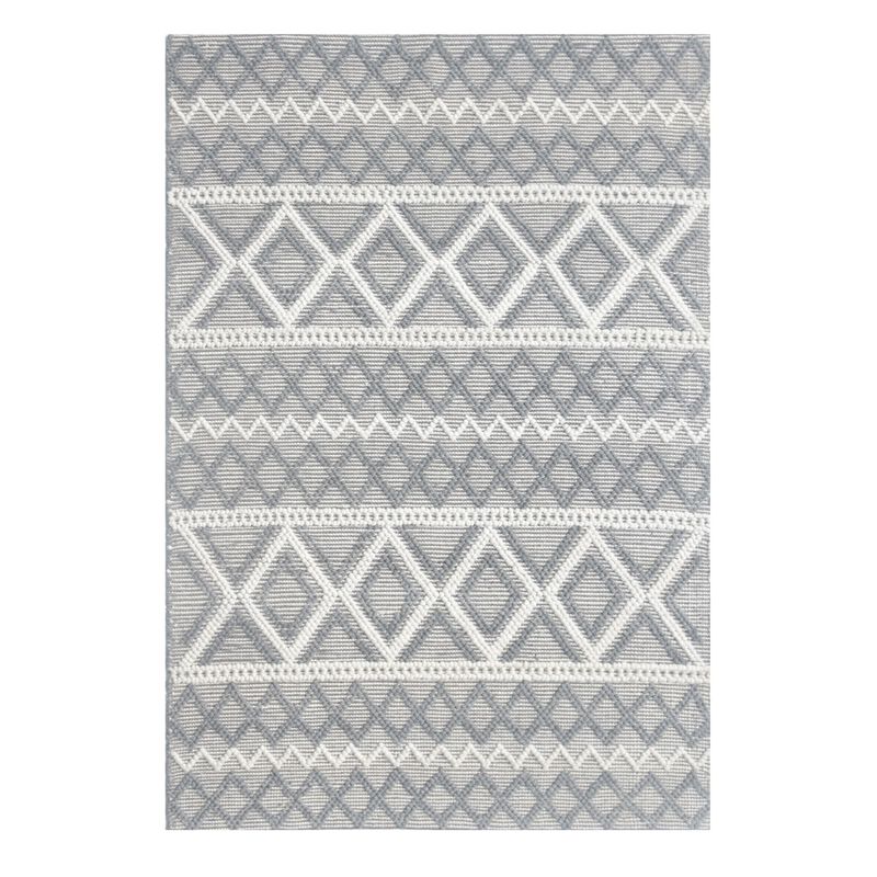 Chloe 7725 Grey Ivory Boho Area Rug, Size - 5' x 7'