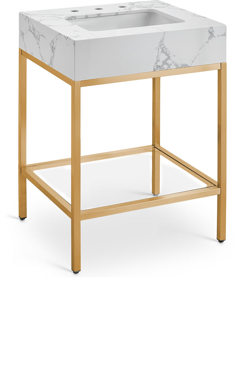 Meridian Furniture Marmo White Engineered Marble Bathroom Vanity image number 0