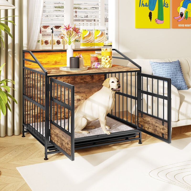 Clihome Multi-function Dog Crates with Storage and Double Doors image number 2