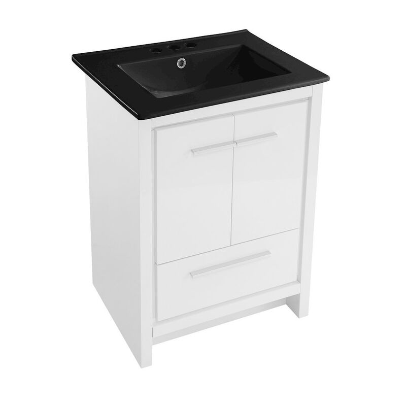 Virage 24 in. White Bathroom Vanity with 3-Hole Ceramic Sink Top image number 7