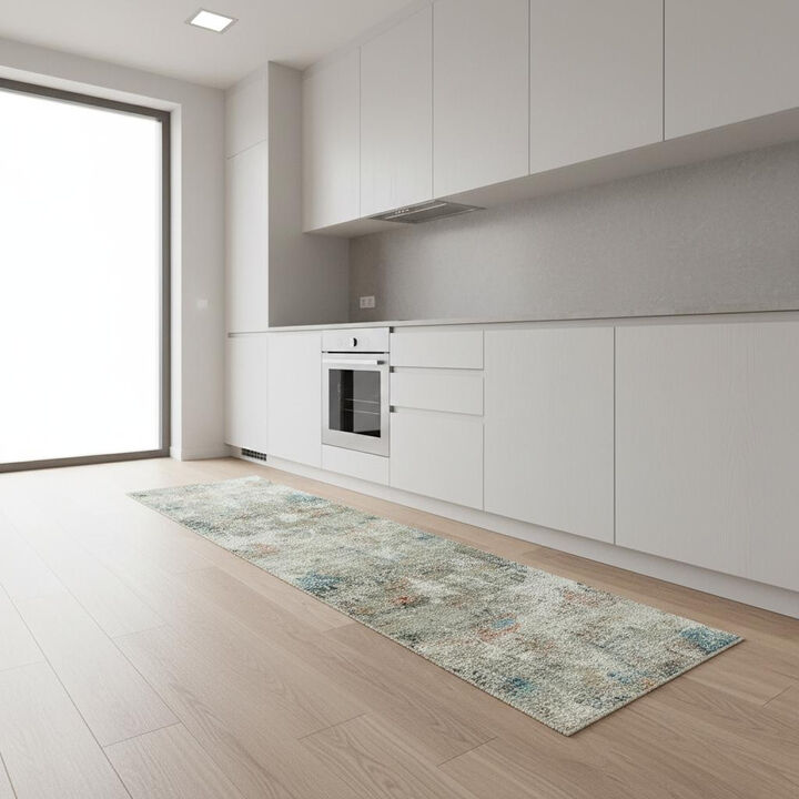 HomeRoots Abstract Washable Runner Rug