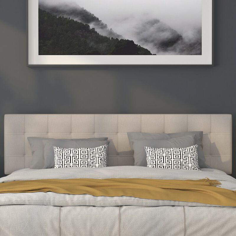 Flash Furniture Tufted Upholstered King Size Headboard in Beige Fabric image number 6