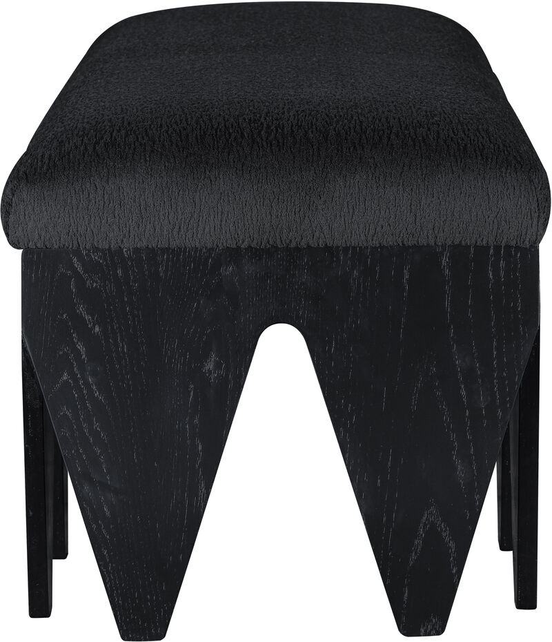 Meridian Furniture Altair Black Velour Fur Fabric Bench