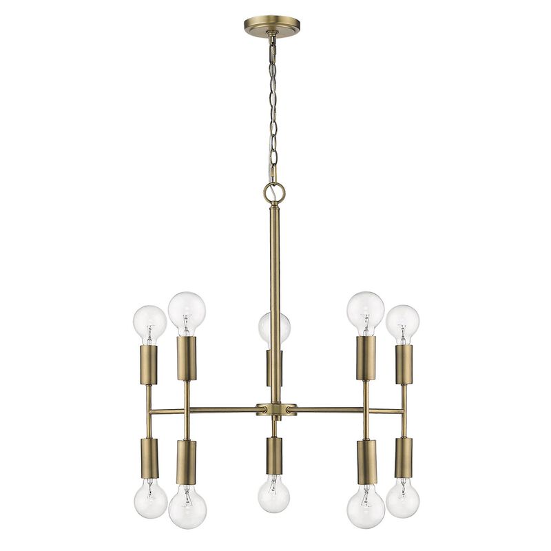 Hivvago Brass Candle Style Ten Light Metal Dimmable Chandelier