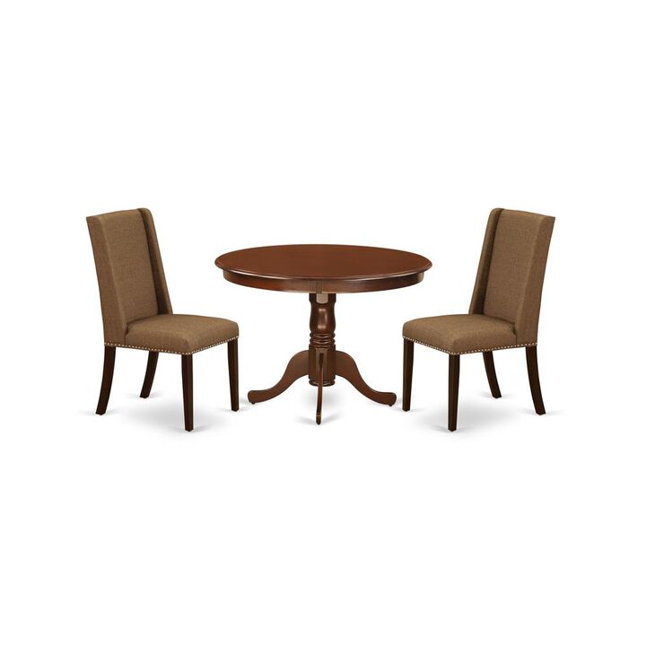 East West Furniture Dining Room Set Mahogany, HLFL3-MAH-18