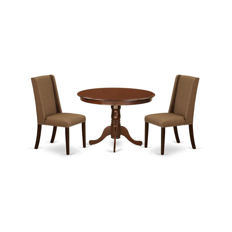 East West Furniture Dining Room Set Mahogany, HLFL3-MAH-18