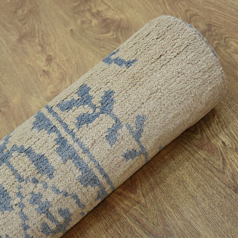 HAND KNOTTED WOOL Floral AREA RUGS  - 2'6''x10', Runner Shape, Beige Color, Floral Modern, Medium Pile Handmade Area Rugs for Living Room, Bed Room (N00913)