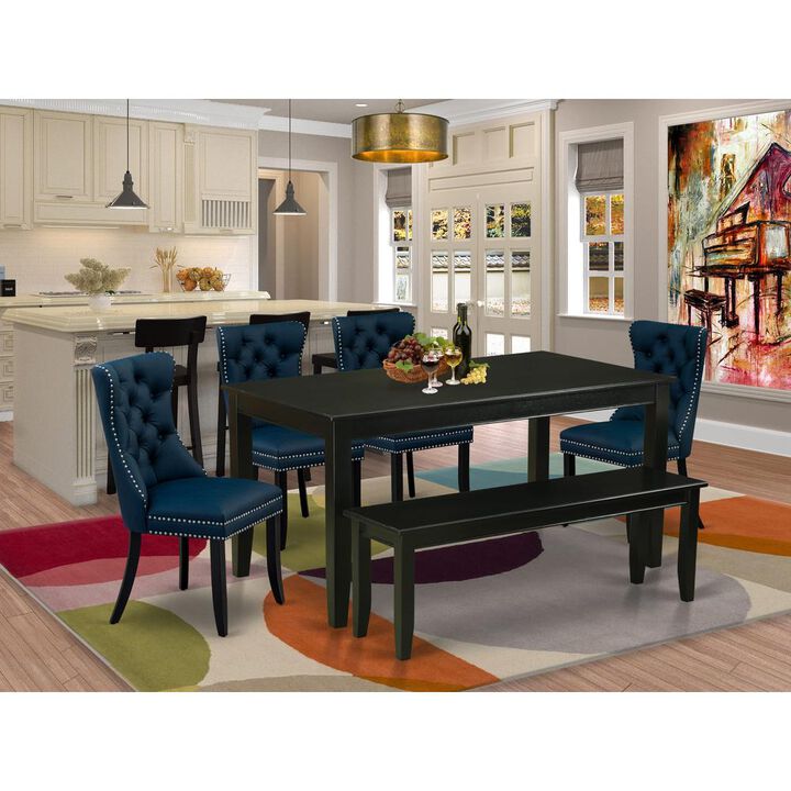 East West Furniture 6 Piece Dining Table Set Consists of a Rectangle Kitchen Table