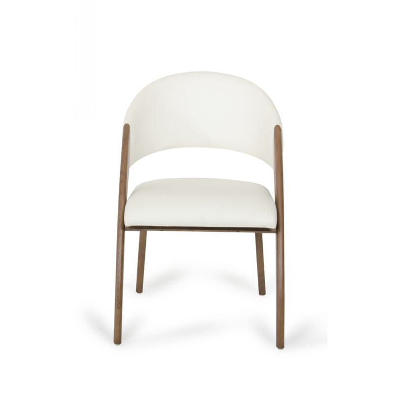 Lucas Mid-Century Cream & Walnut Dining Chair image number 3