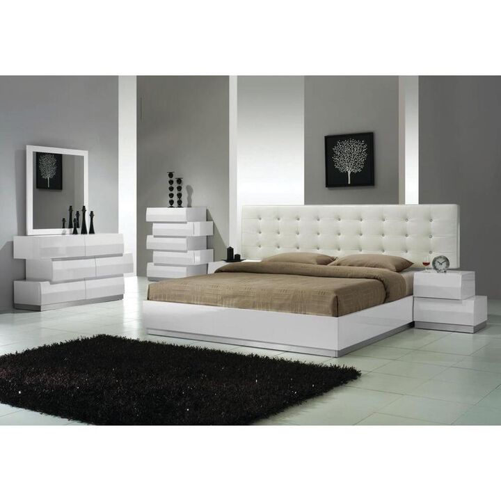 Best Master Furniture Best Master Spain 5-Drawer Poplar Wood Bedroom Chest in White/Silver Base